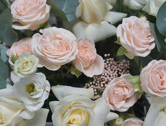 Box with White and Cream Roses photo